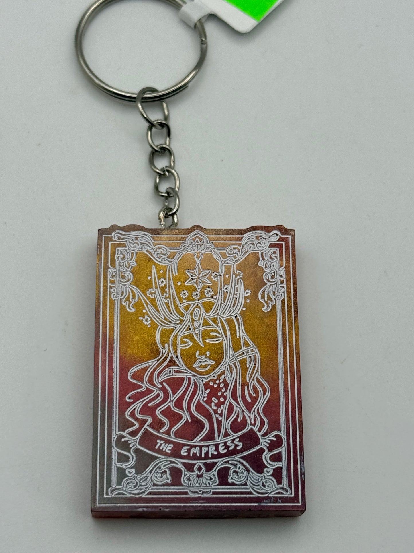 Keychains - Handmade Resin - Tarot Card - Orange/Gold - The Empress #106074