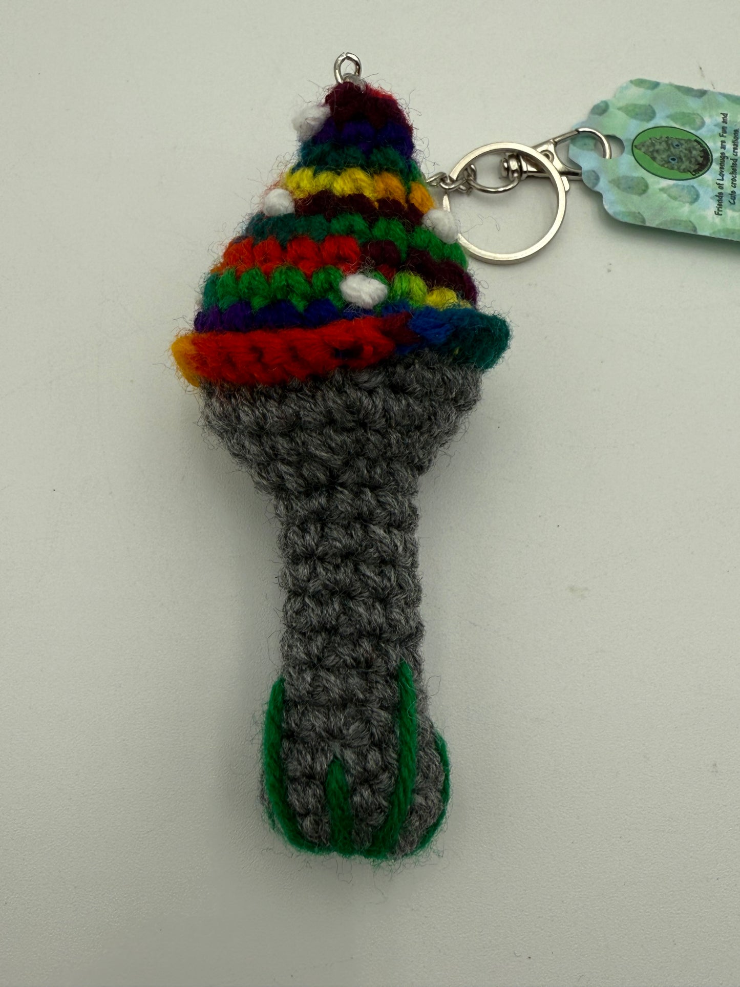 Mrs Crowlet’s All Seeing Mushroom Keychain - Dark Rainbow