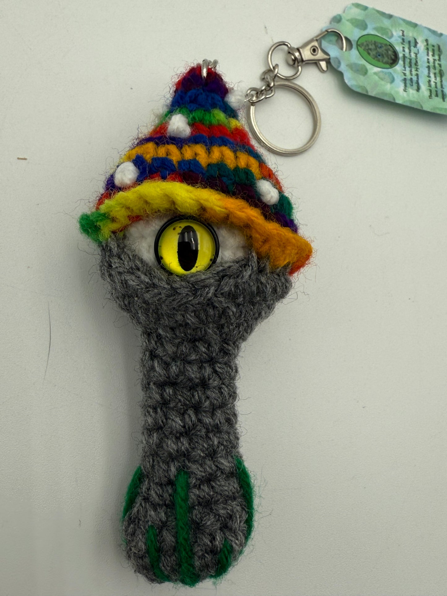 Mrs Crowlet’s All Seeing Mushroom Keychain - Dark Rainbow