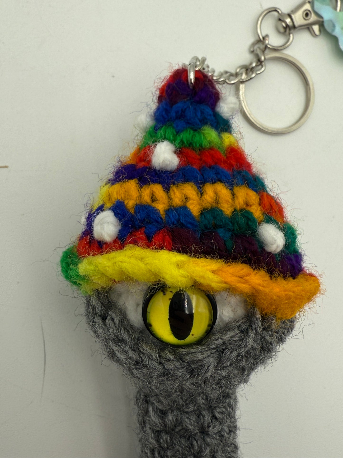 Mrs Crowlet’s All Seeing Mushroom Keychain - Dark Rainbow