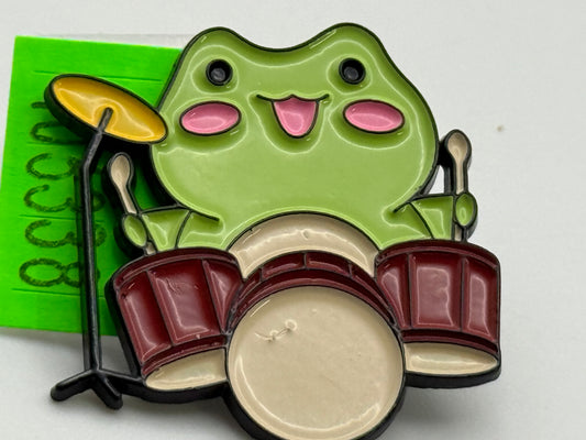 Enamel Pin - Animals - Whimsical Frogs - Drums #106338