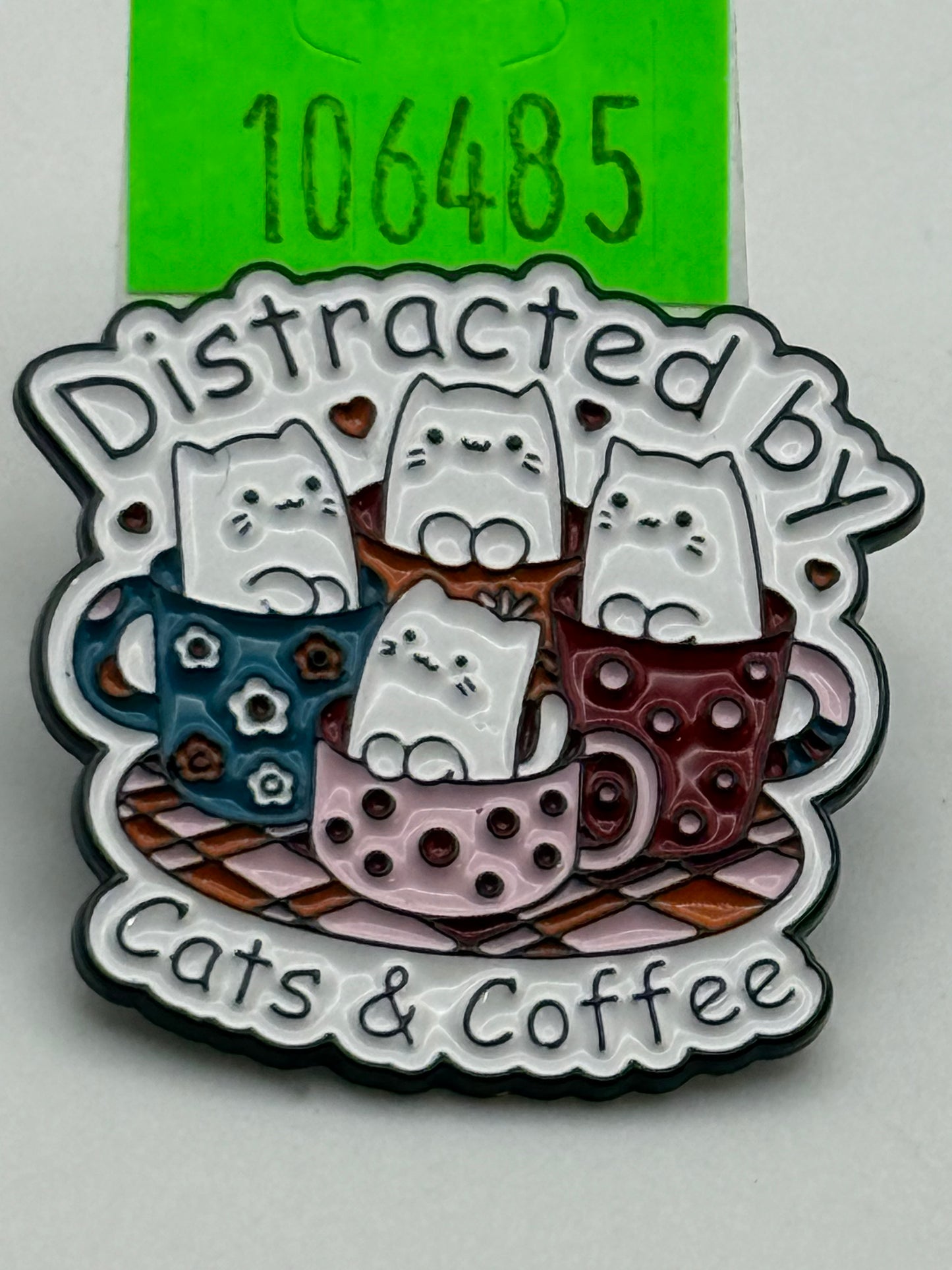 Enamel Pin - Animals - Cats - Distracted By Cats & Coffee #106485