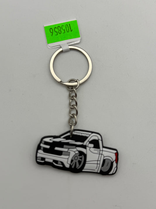 Keychains - PVC - Trucks - White Chevy Silverado #105856