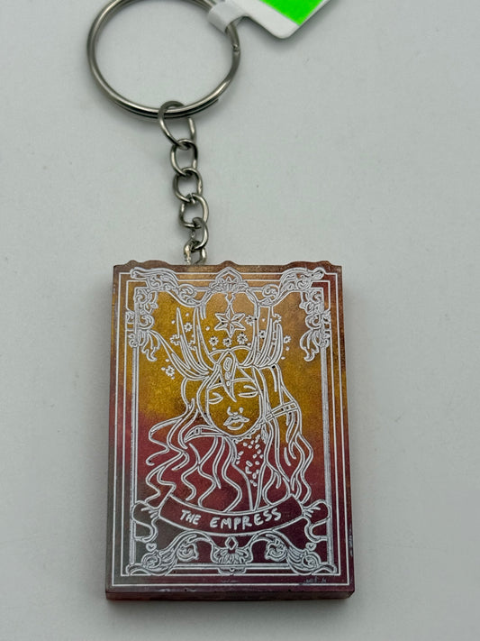 Keychains - Handmade Resin - Tarot Card - Orange/Gold - The Empress #106074