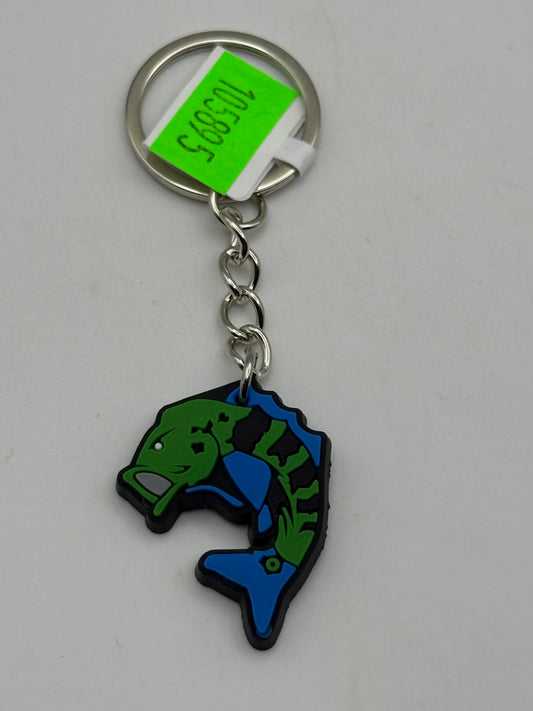 Keychains - PVC - Fishing - Green Blue Bass #105895