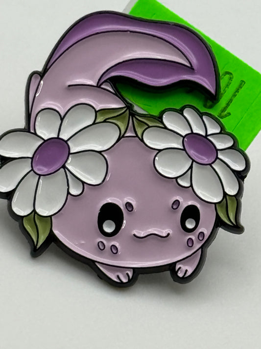 Enamel Pin - Animals - Axolotl - Purple Flowers #106452