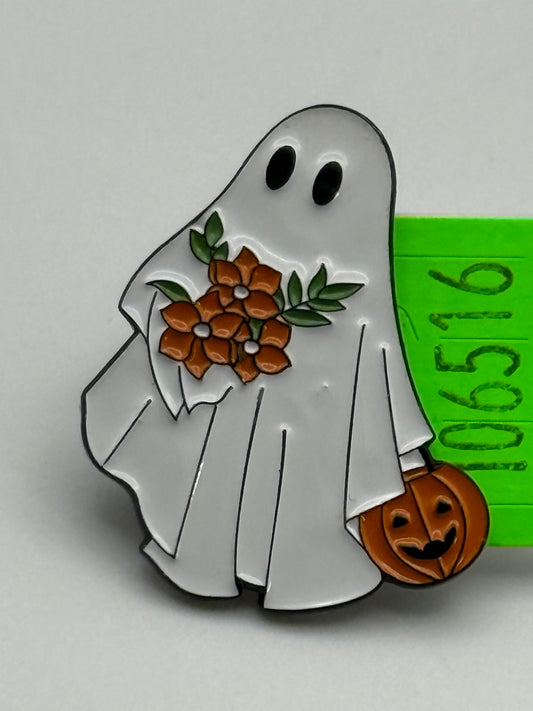 Enamel Pin - Holiday - Ghost - Pumpkin Flowers #106516