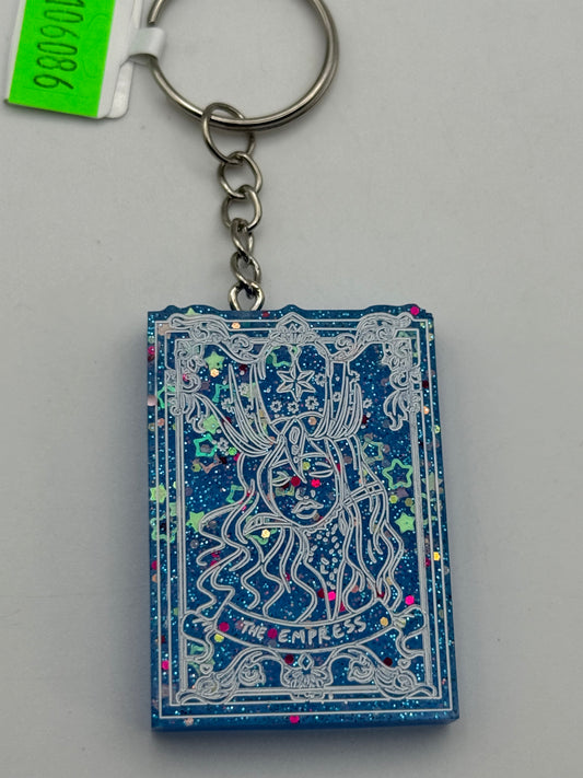 Keychains - Handmade Resin - Tarot Card - Blue Sparkle - The Empress #106086