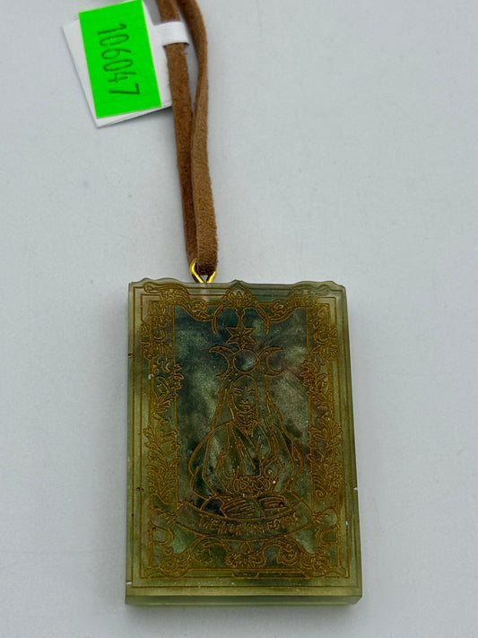 Keychains - Handmade Resin - Tarot Card - Green/Gold - High Priestess #106047