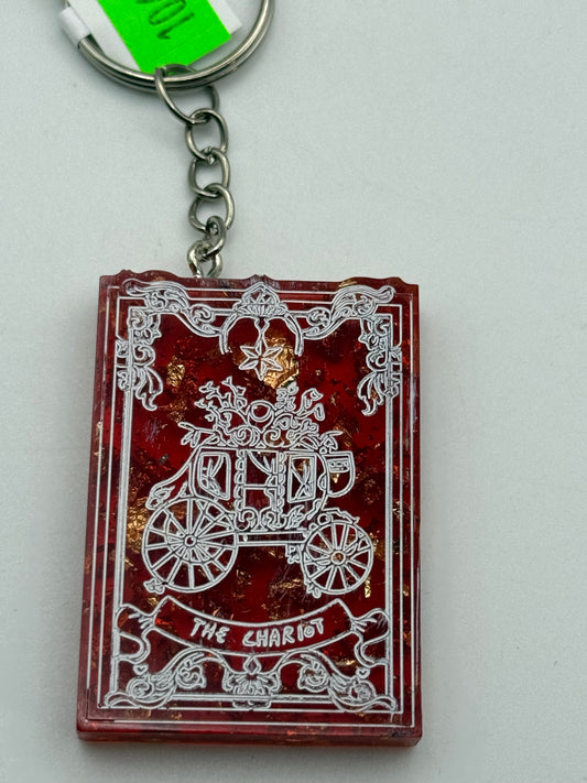 Keychains - Handmade Resin - Tarot Card - Orange/Red - The Chariot #106055