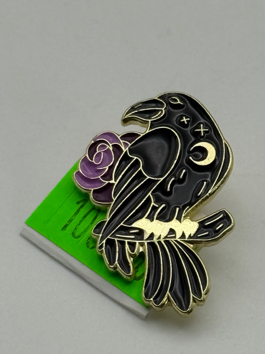 Enamel Pin - Horror - Crows - Purple Flower #106430