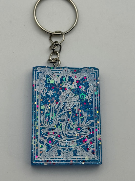 Keychains - Handmade Resin - Tarot Card - Blue Sparkle - The Star #106080