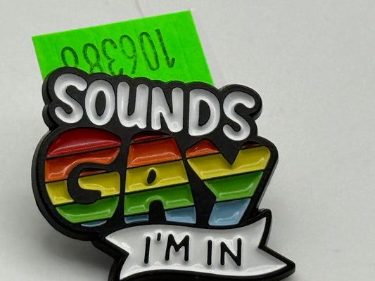 Enamel Pin - Phrases & Thoughts - Rainbow Banner - Sounds Gay I’m In #106388