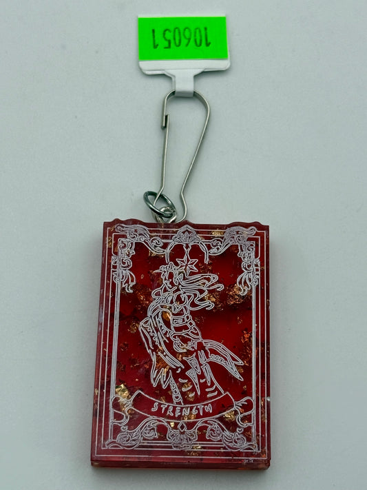Keychains - Handmade Resin - Tarot Card - Orange/Red - Strength #106051