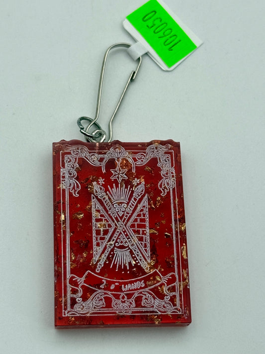 Keychains - Handmade Resin - Tarot Card - Orange/Red - Two of Wands #106050