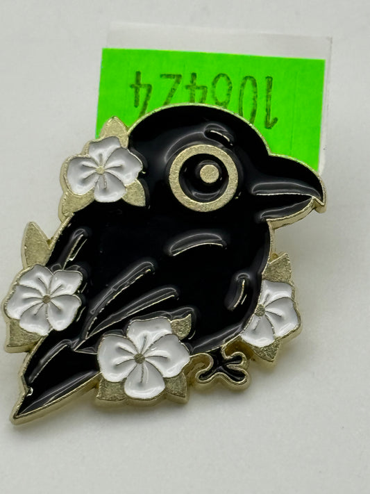 Enamel Pin - Horror - Crows - White Flowers #106424
