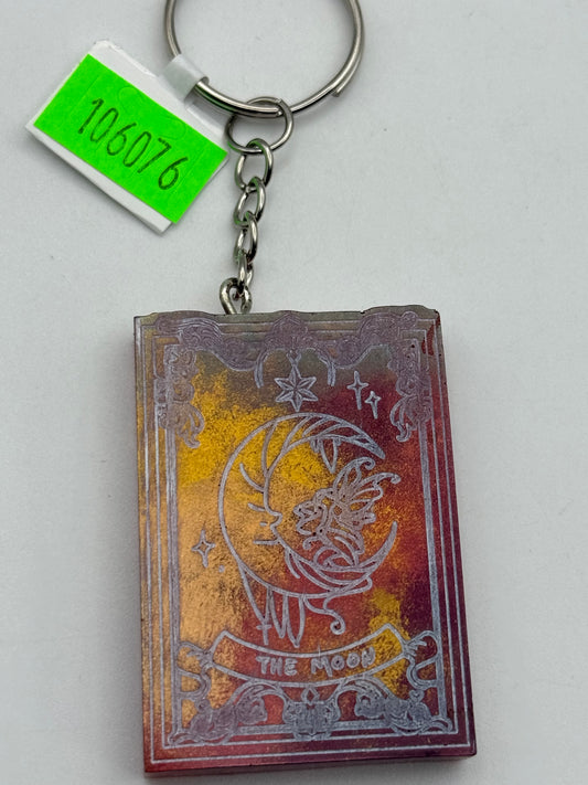 Keychains - Handmade Resin - Tarot Card - Orange/Gold - The Moon #106076
