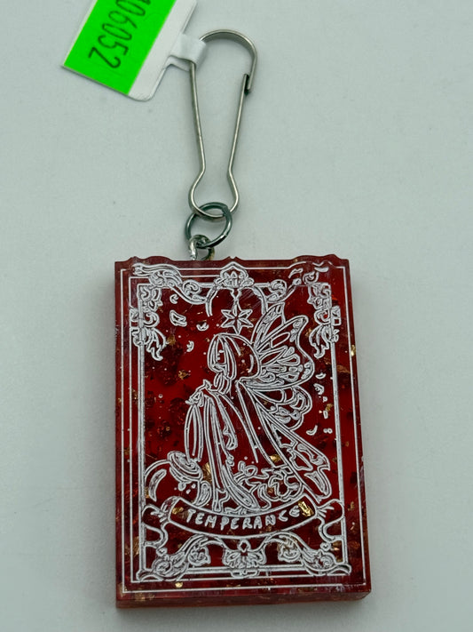 Keychains - Handmade Resin - Tarot Card - Orange/Red - Temperance #106052