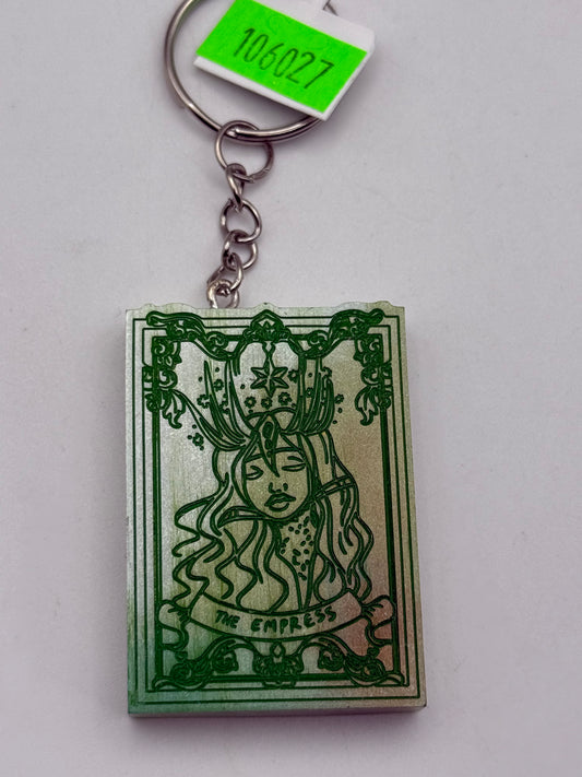 Keychains - Handmade Resin - Tarot Card - Silver/Green - The Empress #106027