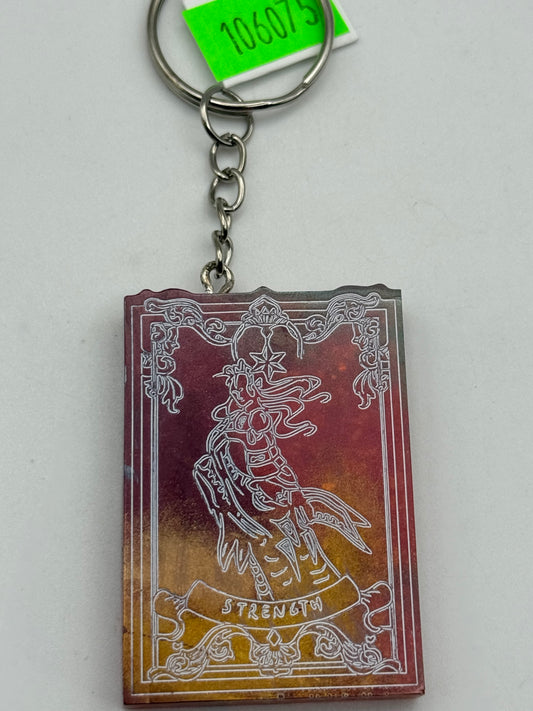 Keychains - Handmade Resin - Tarot Card - Orange/Gold - Strength #106075