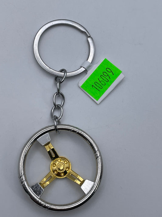 Keychains - Metal - Steering Wheel - Silver/Gold #106099