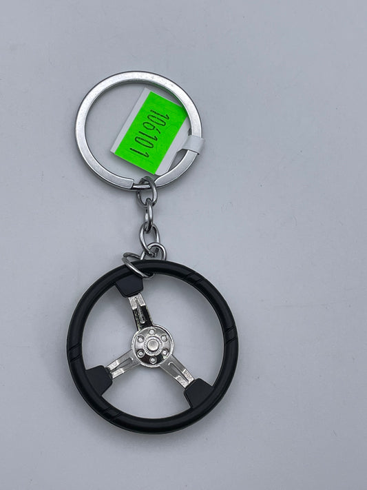 Keychains - Metal - Steering Wheel - Black #106101