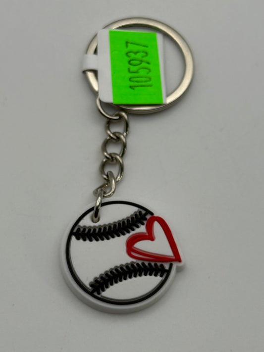 Keychains - PVC - Baseball - Heart and Ball #105937