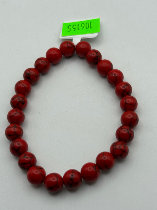 Bracelets - Stone - Sphere Ball - Red Howlite #106155