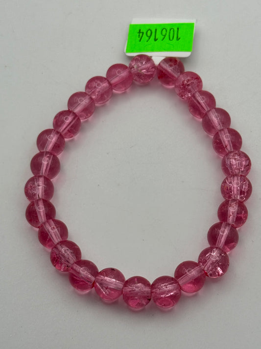 Bracelets - Glass - Sphere Ball - Pink Crackle #106164