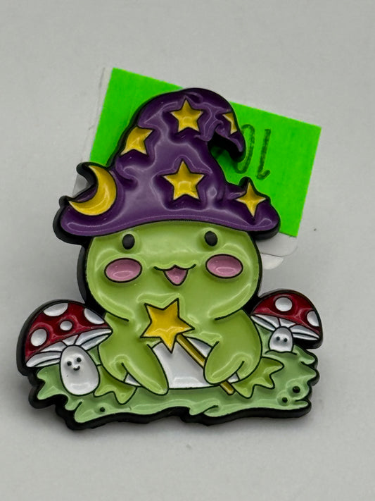 Enamel Pin - Animals - Whimsical Frogs - Magic Wand Wizard #106349