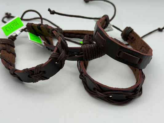 Bracelets - PU Leather - Brown - Assorted Designs #106143