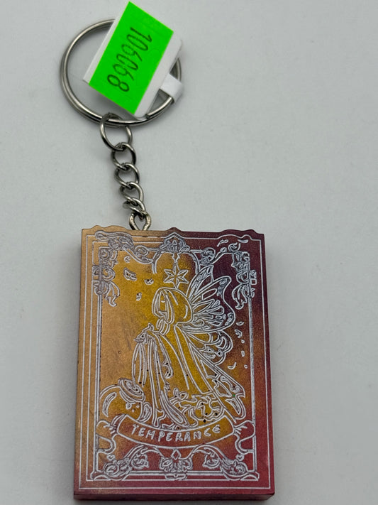 Keychains - Handmade Resin - Tarot Card - Orange/Gold - Temperance #106068