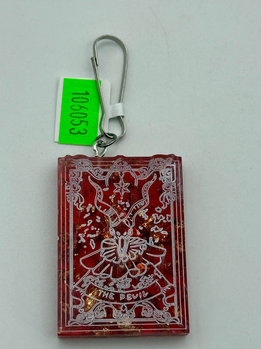 Keychains - Handmade Resin - Tarot Card - Orange/Red - The Devil #106053