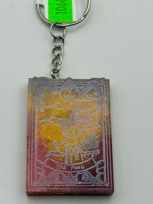 Keychains - Handmade Resin - Tarot Card - Orange/Gold - The Fool #106059