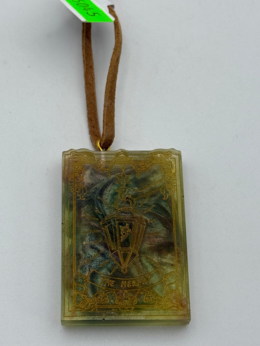 Keychains - Handmade Resin - Tarot Card - Green/Gold - The Hermit #106045