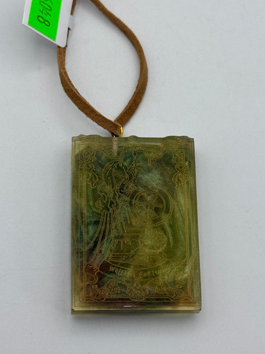 Keychains - Handmade Resin - Tarot Card - Green/Gold - Wheel of Fortune #106048