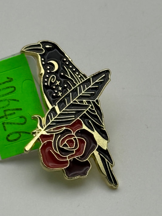 Enamel Pin - Horror - Crows - Feather Flower #106426