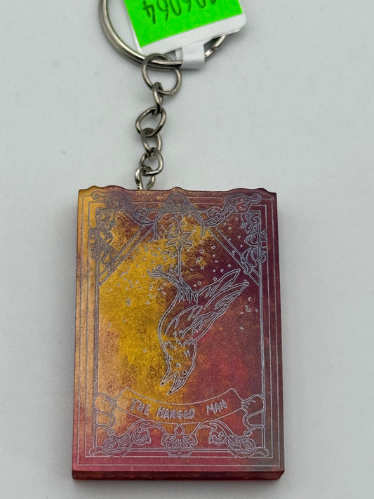 Keychains - Handmade Resin - Tarot Card - Orange/Gold - The Hanged Man #106064