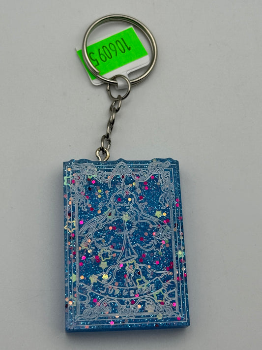 Keychains - Handmade Resin - Tarot Card - Blue Sparkle - Judgement #106095