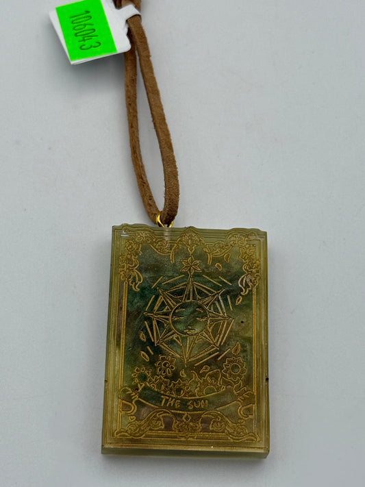Keychains - Handmade Resin - Tarot Card - Green/Gold - The Sun #106043